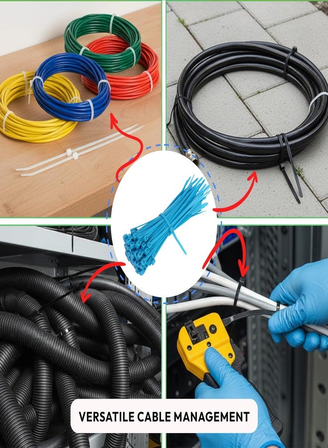 إلكترونيك سبايسس ربطات كابلات إلكترونية متعددة الأغراض ذاتية القفل من النايلون 66، مقاس 2.5 مم × 100 مم، لون أزرق، عبوة من 100 قطعة - Image 2